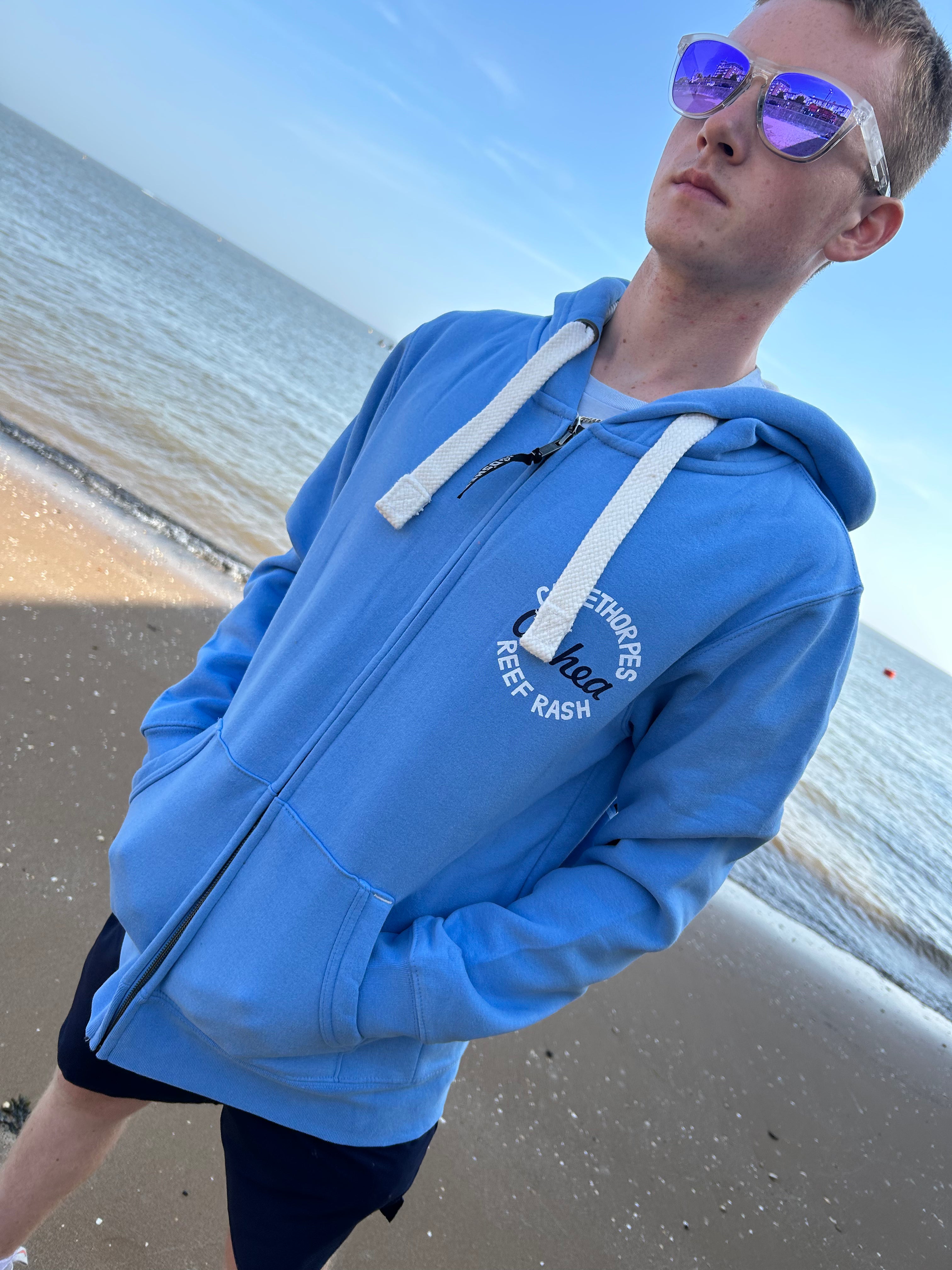 Cleethorpes Cornflower Blue Zip Up - Stay Salty Made In Cleethorpes