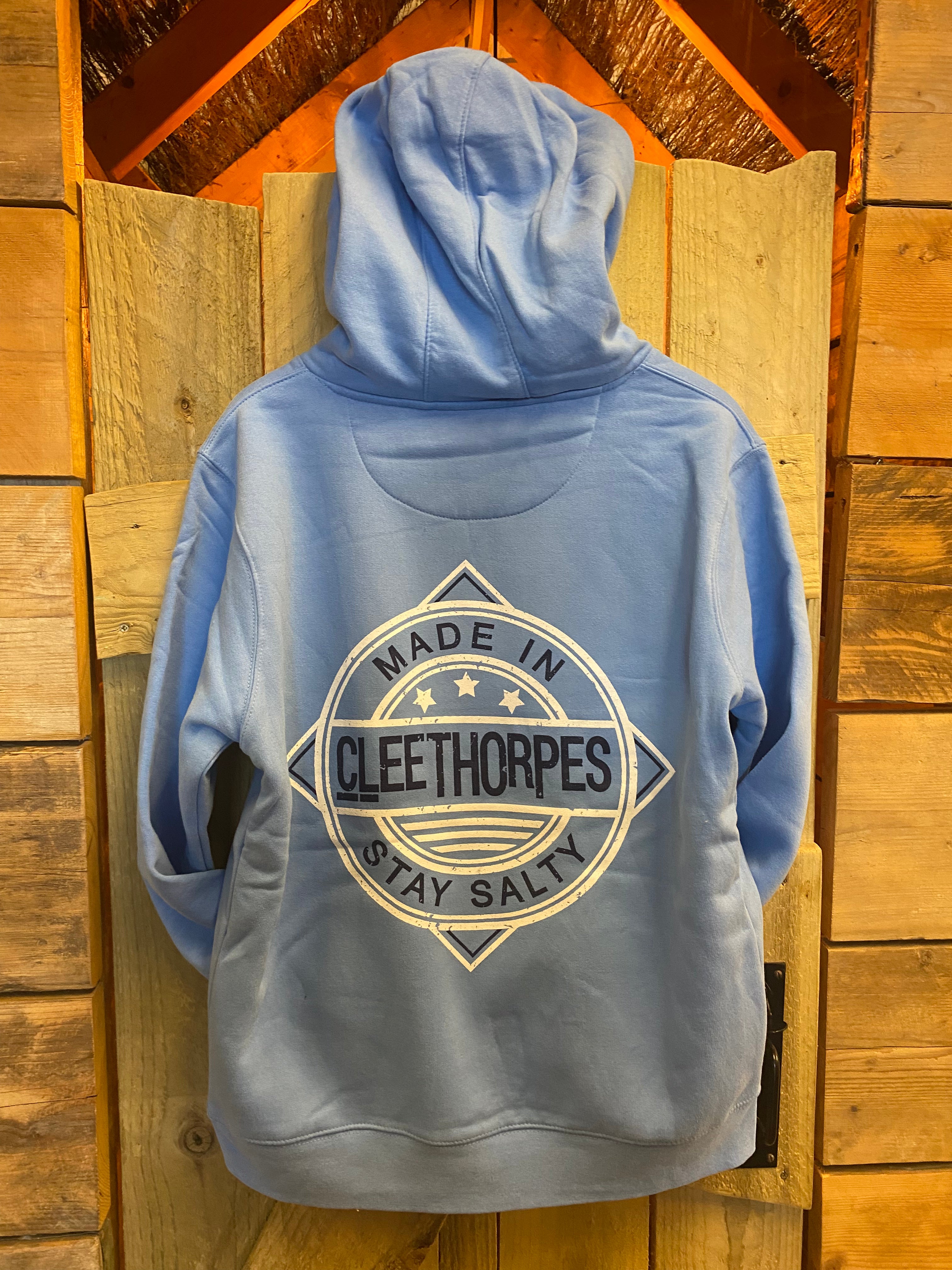 Cleethorpes Cornflower Blue Hoody - STAY SALTY MADE IN CLEETHORPES