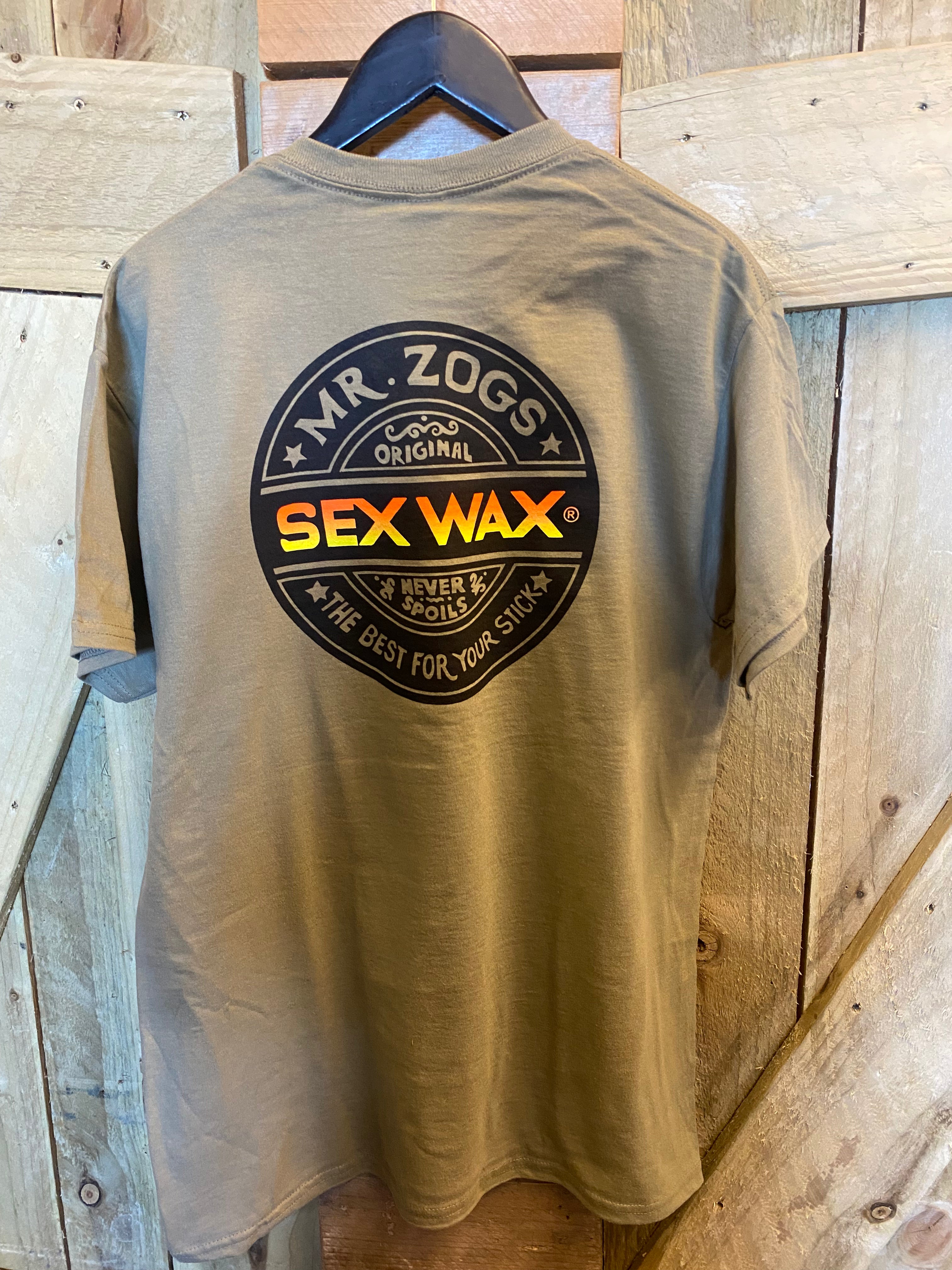 Sex wax t-shirt - word fade orange - prairie dust