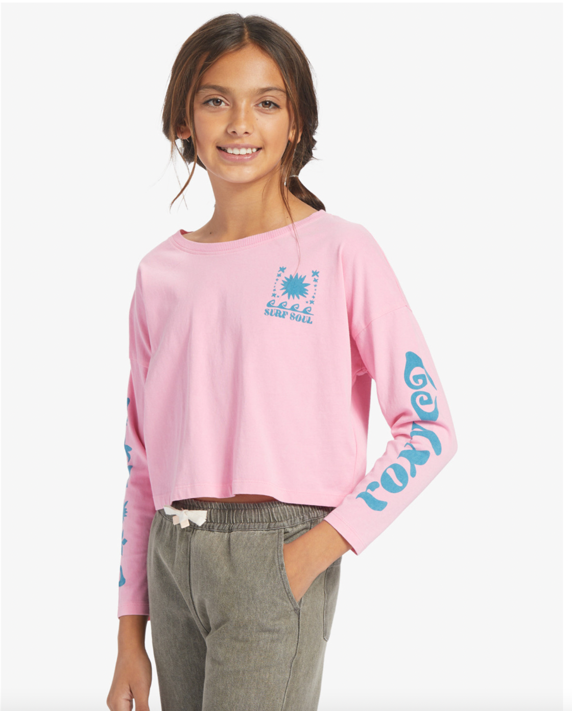 ROXY ALL YOU NEVER SAY LONG SLEEVE TEE GIRLS IN SACHET PINK