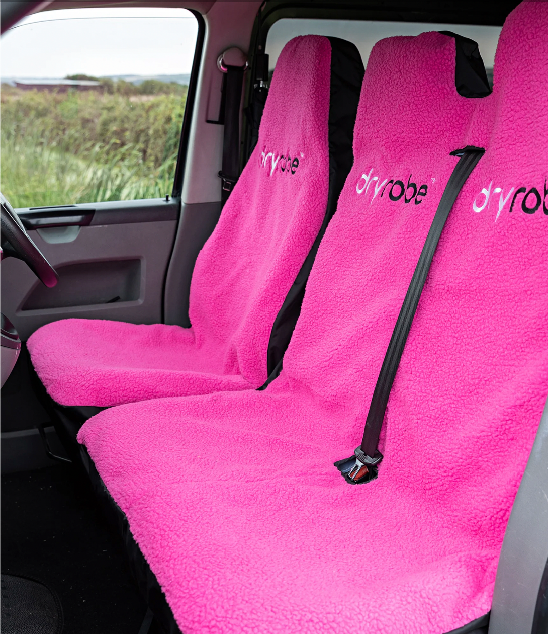 Dryrobe Water-Repellent Single Car Seat Cover Black/Pink