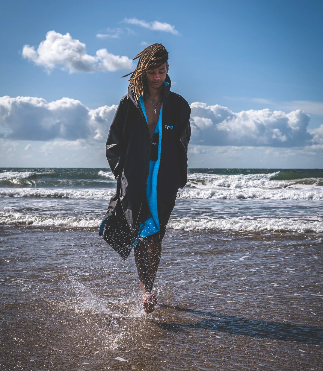Dryrobe Advance Short Sleeve Black Blue -