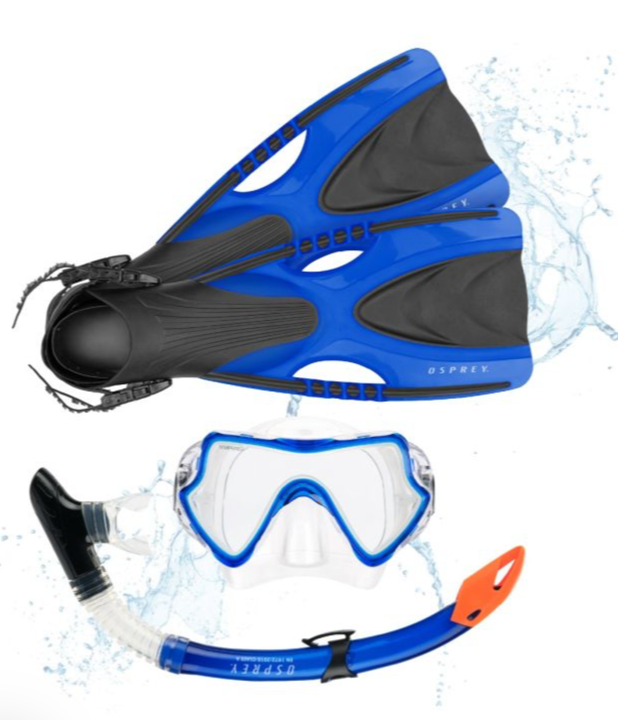 Adults Mask , Snorkel Set With Fins - Blue