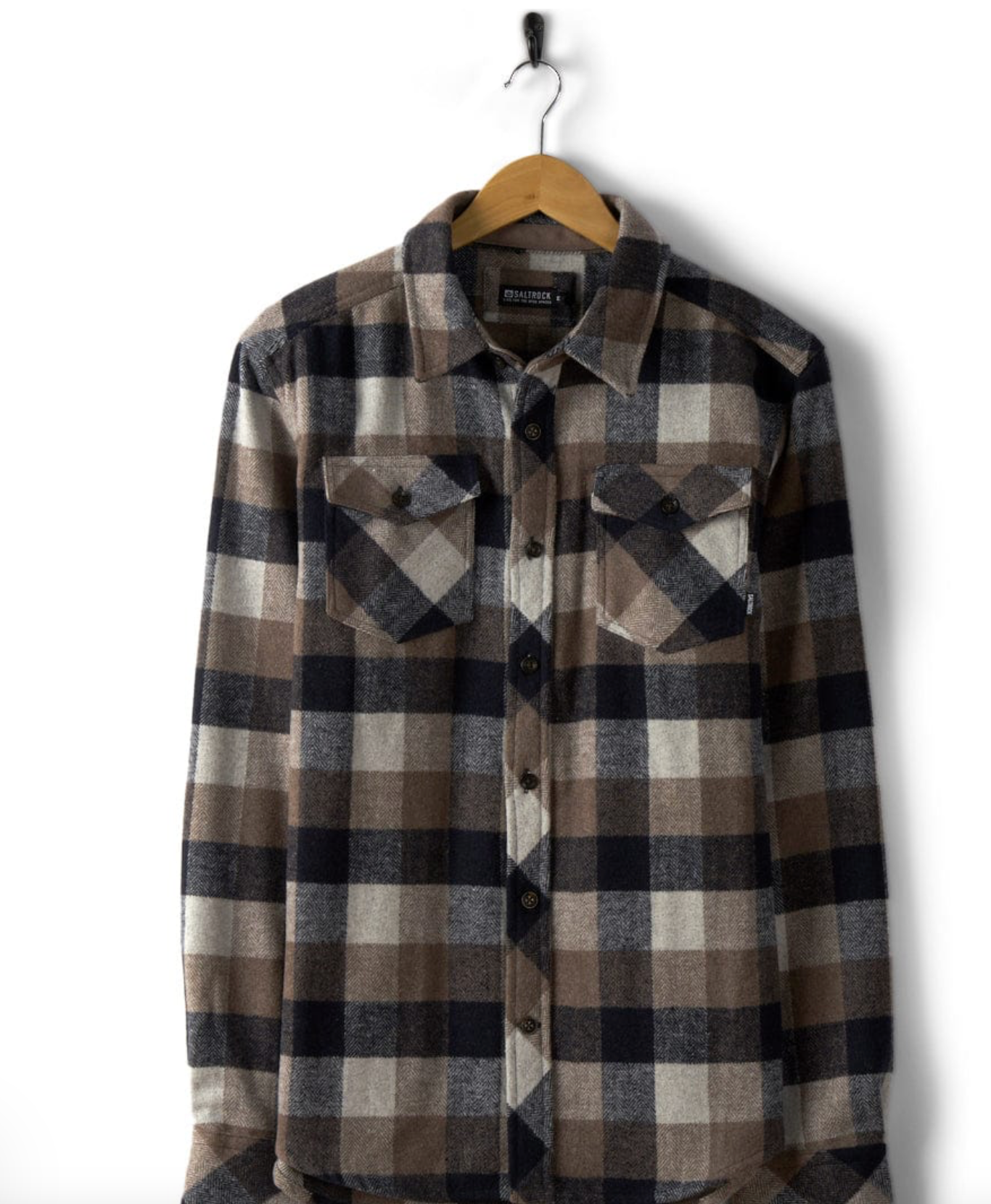 Saltrock Wilfred - Mens Check Flannel Shirt - Brown