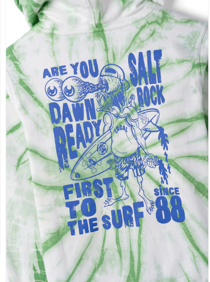 SALTROCK Dawn Ready - Kids Tie Dye Zip Hood - Light Green