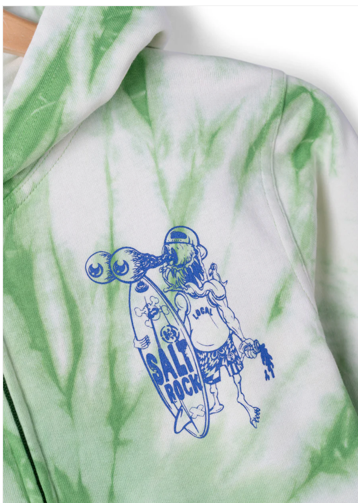 SALTROCK Dawn Ready - Kids Tie Dye Zip Hood - Light Green