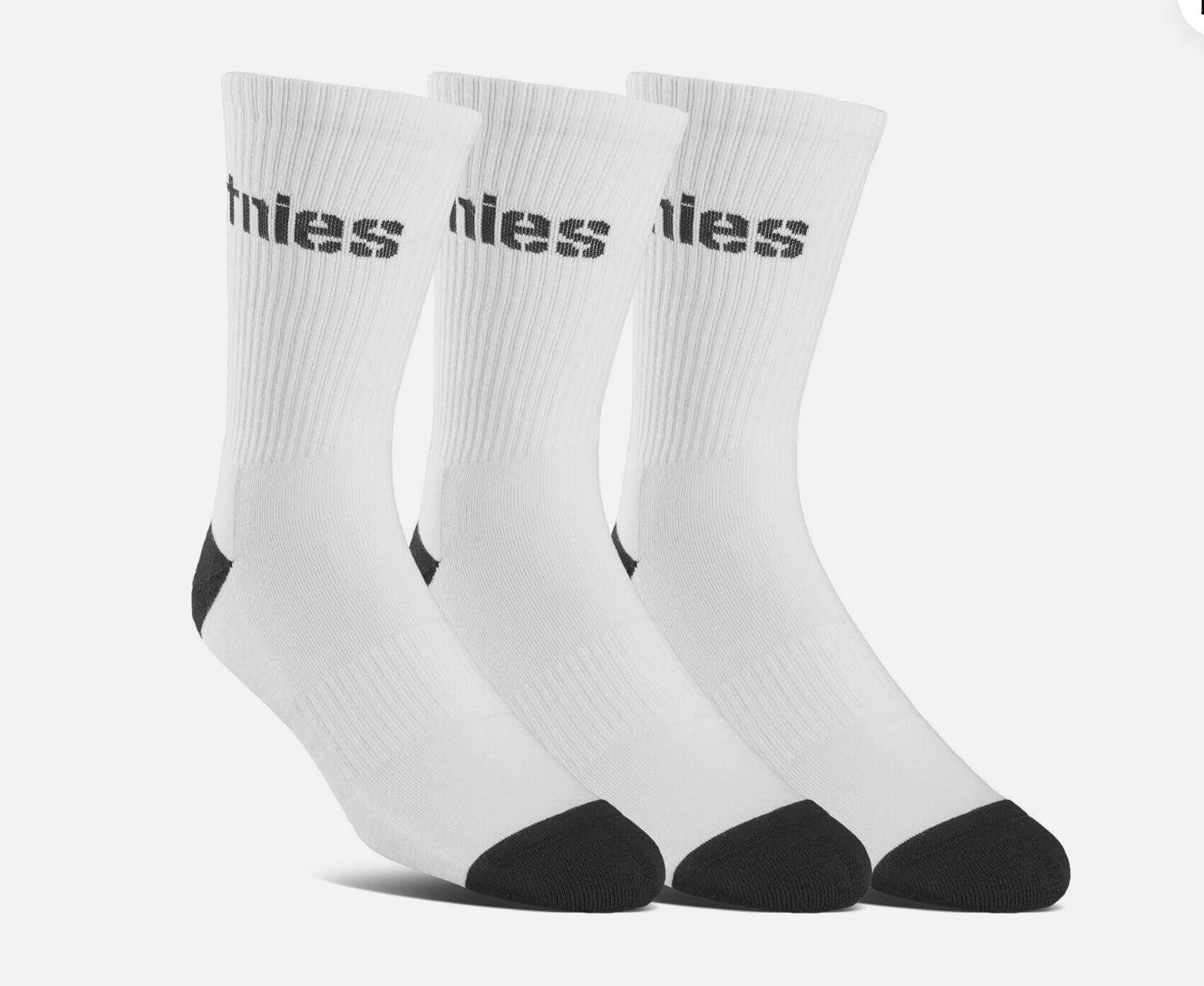 Etnies Stencil Icon 3-Pack Crew Socks- White