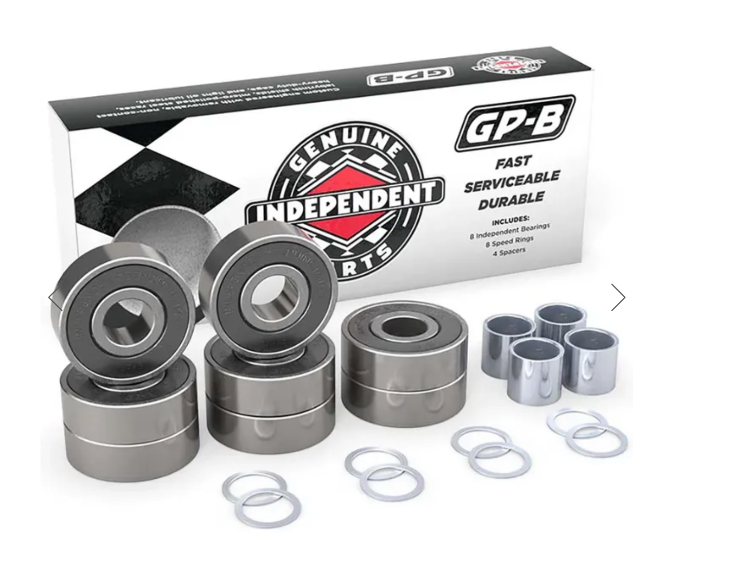 Independent Genuine Parts GP-B Skateboard Bearings - Black (Pack of 8)
