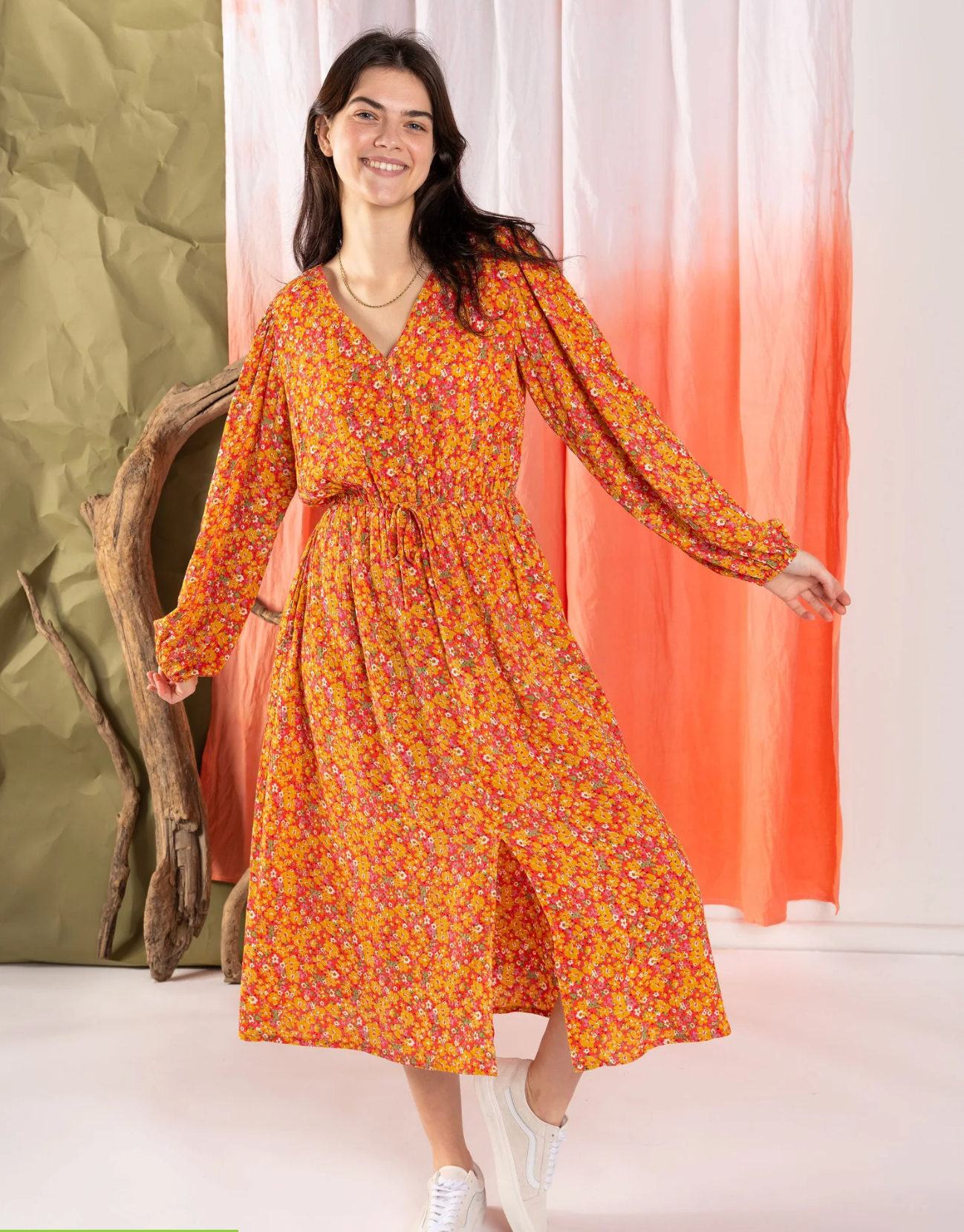 SALTROCK Nova - Womens Floral Midi Dress - Coral