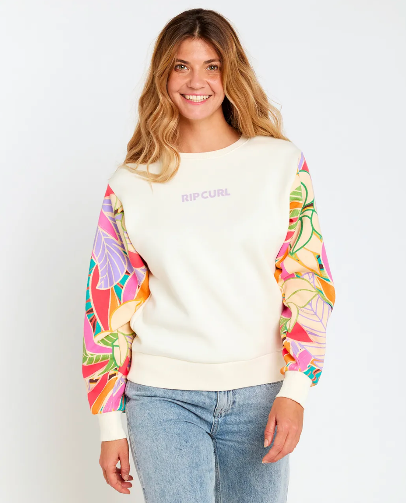 RIPCURL Wavy Print Sleeves Crew Fleece