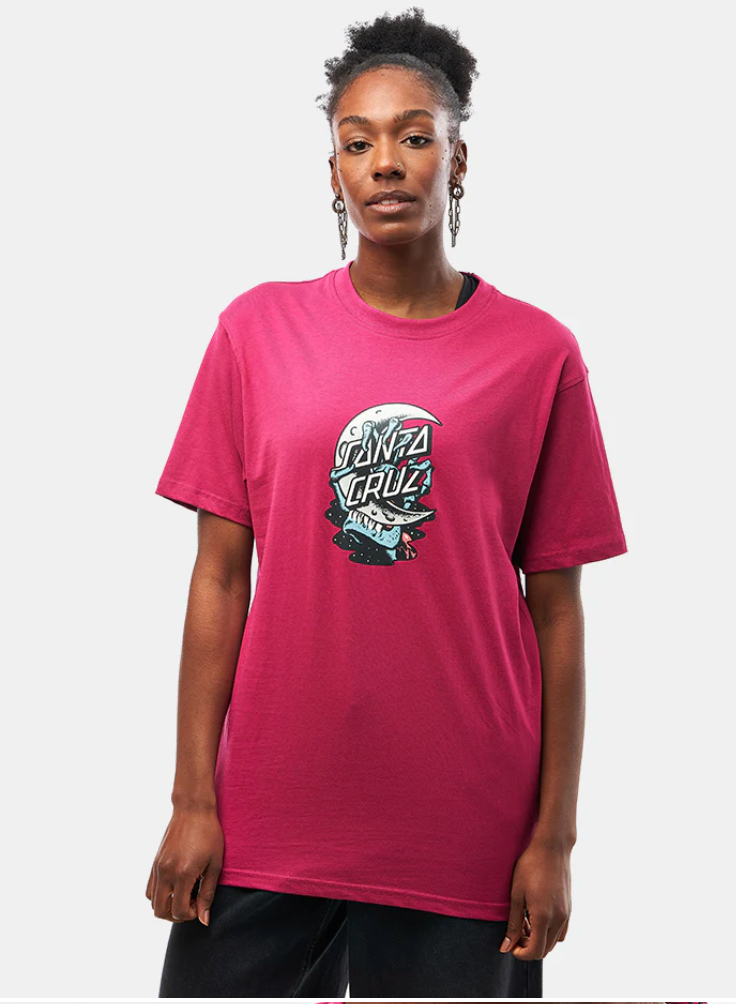 Santa Cruz Crescent Bone Hand T-Shirt - Burgundy
