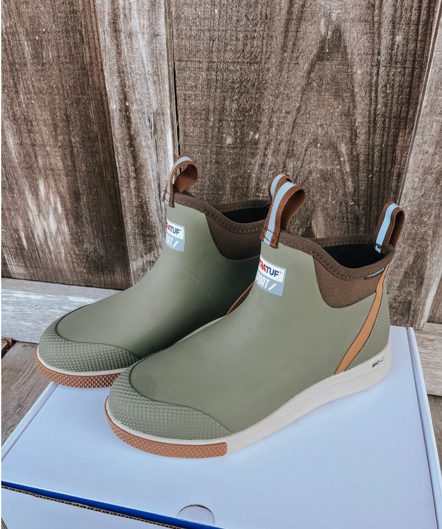 XTRATUF ANKLE DECK BOOTS IN OLIVE