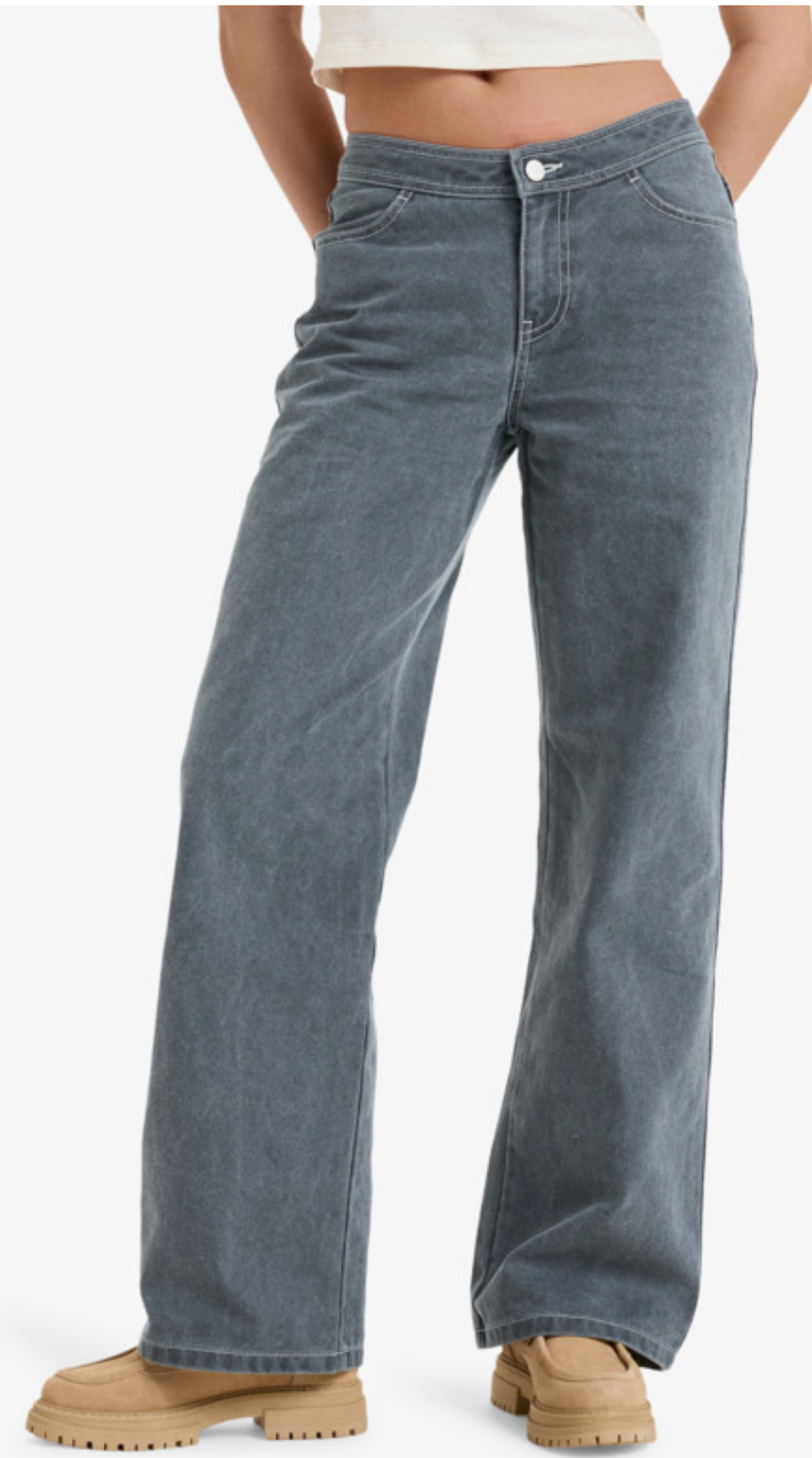 Roxy Chloe Kim Pop Stitch - Low Rise Relaxed Straight Leg Trousers for Women