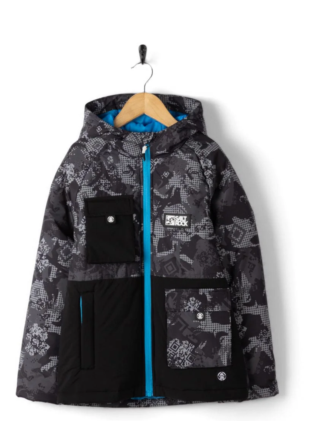 SALTROCK Sabotage Digi - kids Water Resistant Padded Jacket - Black/Blue