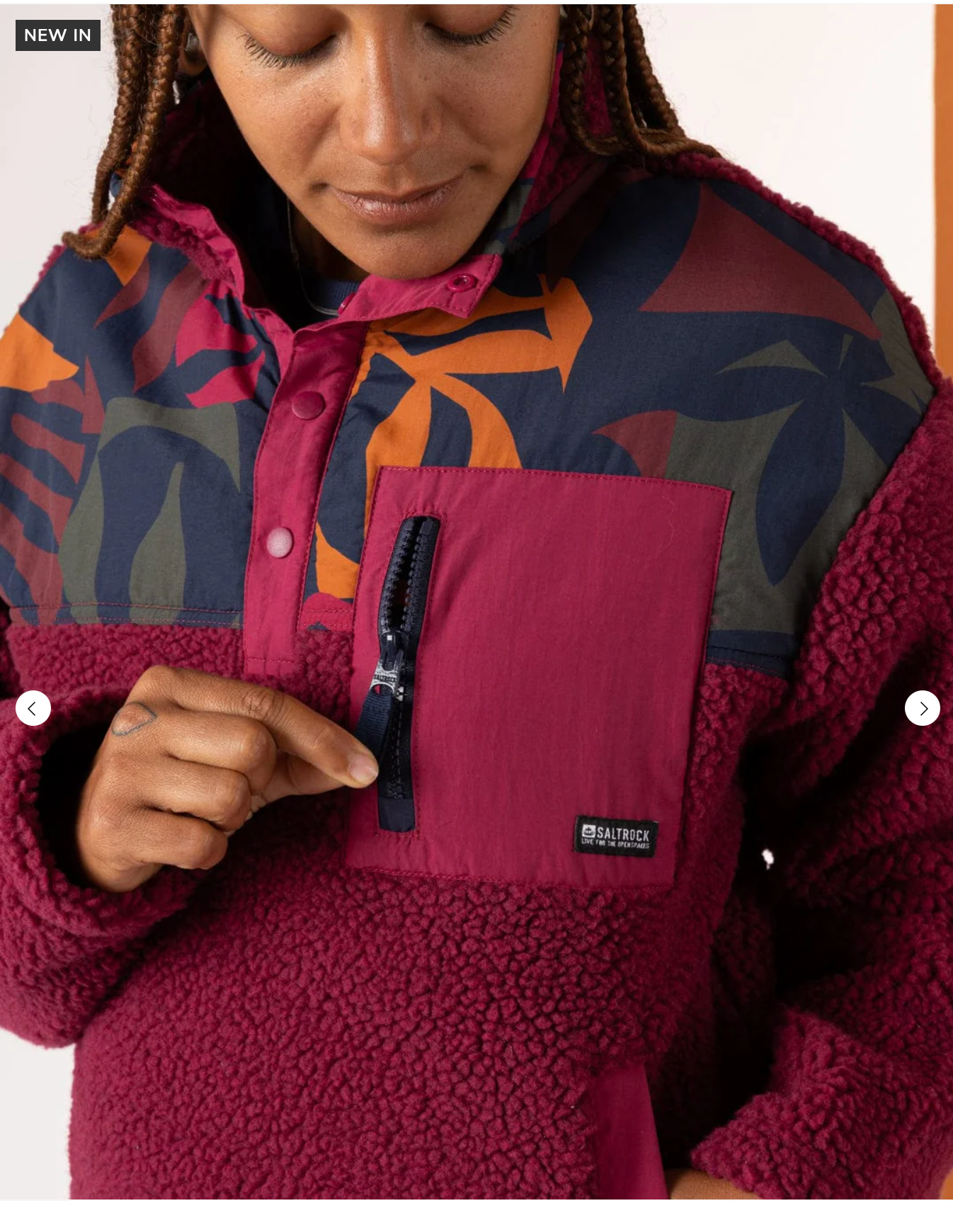 Saltrock Balance Panel - Womens 1/4 Neck Zip Fleece - Dark Pink