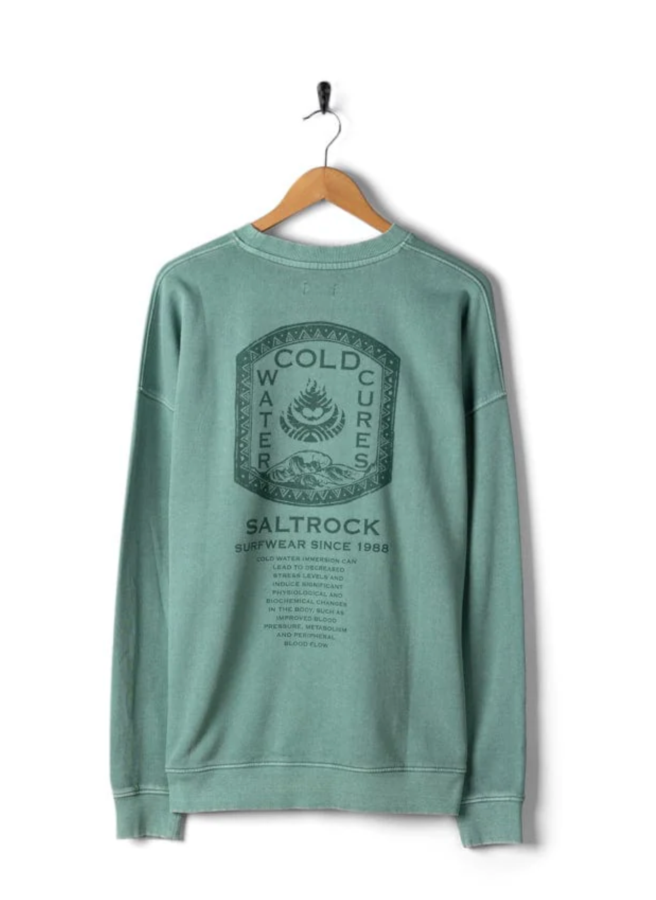 Saltrock Cold Water Cures - Mens Oversized Sweatshirt - Green
