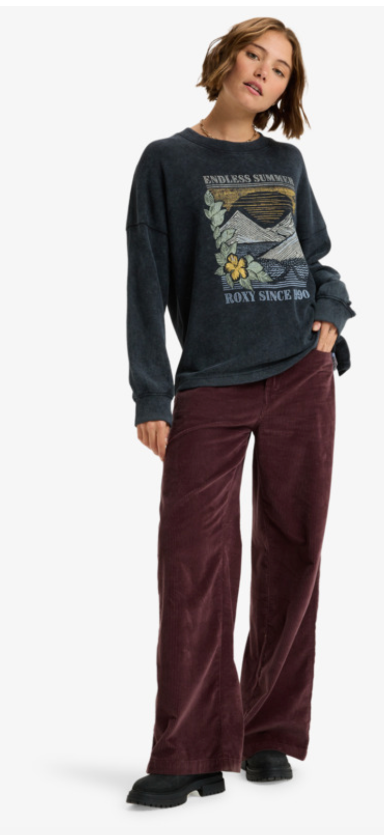 Roxy Eastside Midweight - Crew Neck Top With Vintage Wash for Women