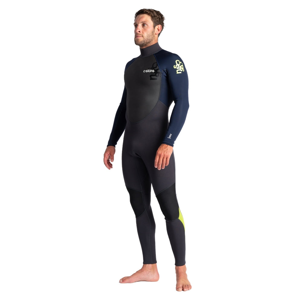 C-SKINS ELEMENT 3/2MM BACK ZIP WETSUIT - BLACK,ANTHRACITE & CYAN