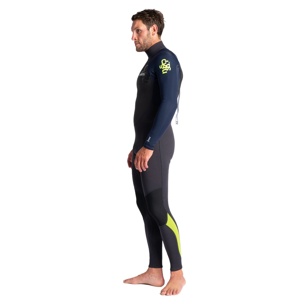 C-SKINS ELEMENT 3/2MM BACK ZIP WETSUIT - BLACK,ANTHRACITE & CYAN