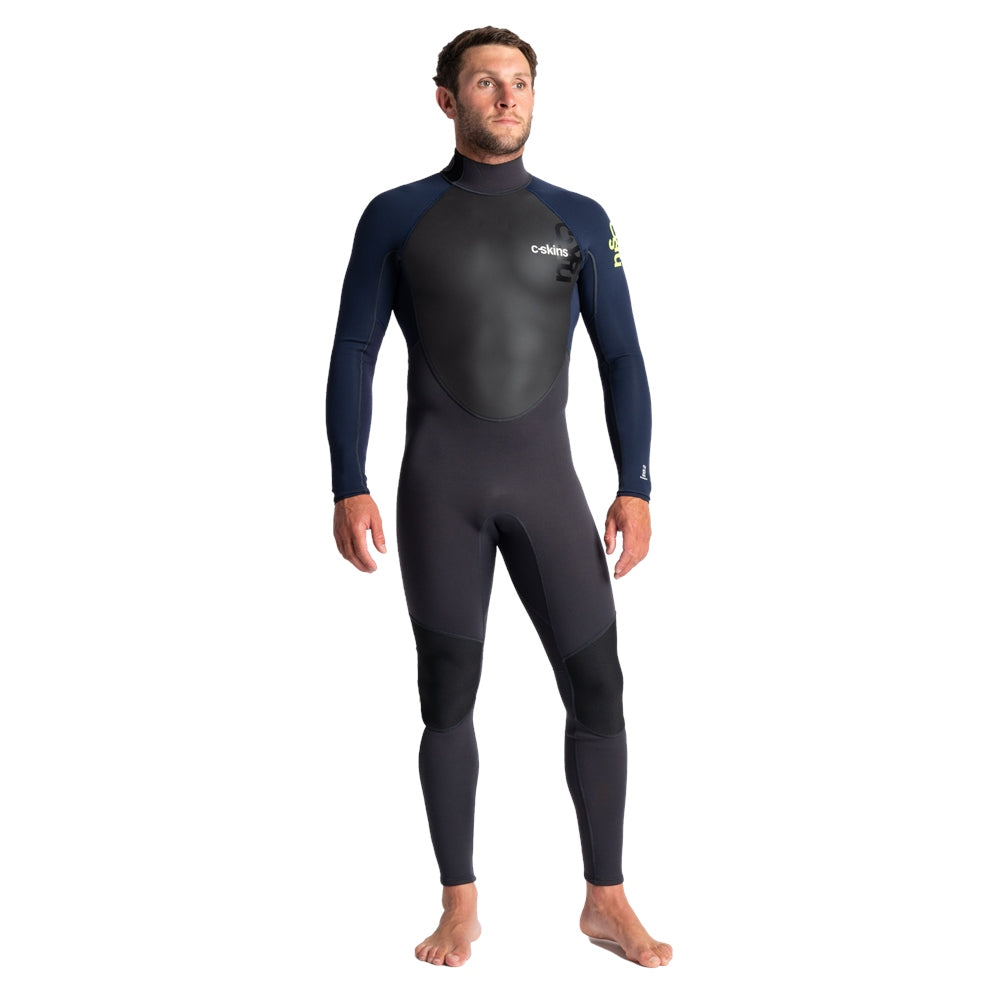 C-SKINS ELEMENT 3/2MM BACK ZIP WETSUIT - BLACK,ANTHRACITE & CYAN