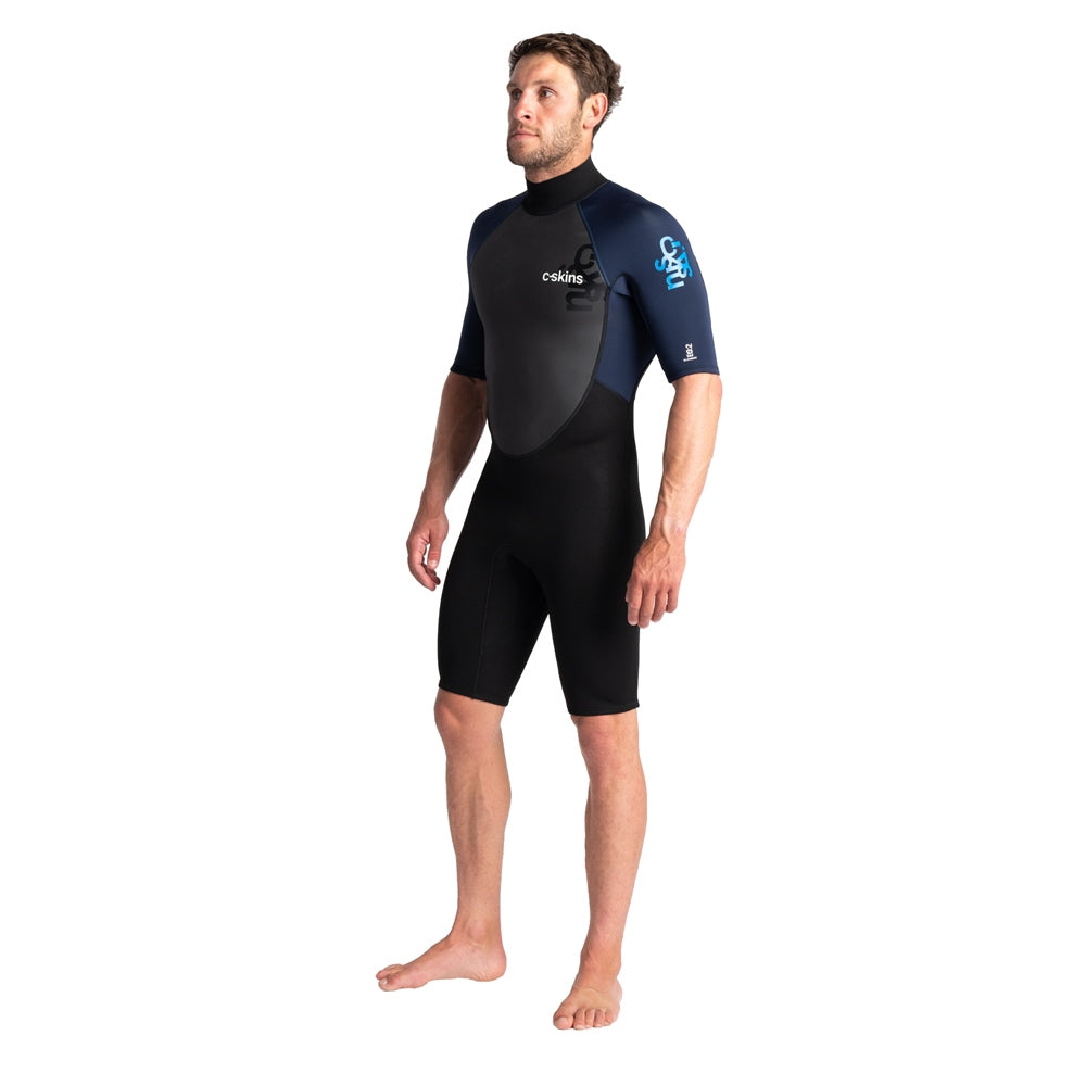 C-SKINS ELEMENT 3/2MM BACK ZIP SHORTY WETSUIT  BLACK/SLATE/CYAN