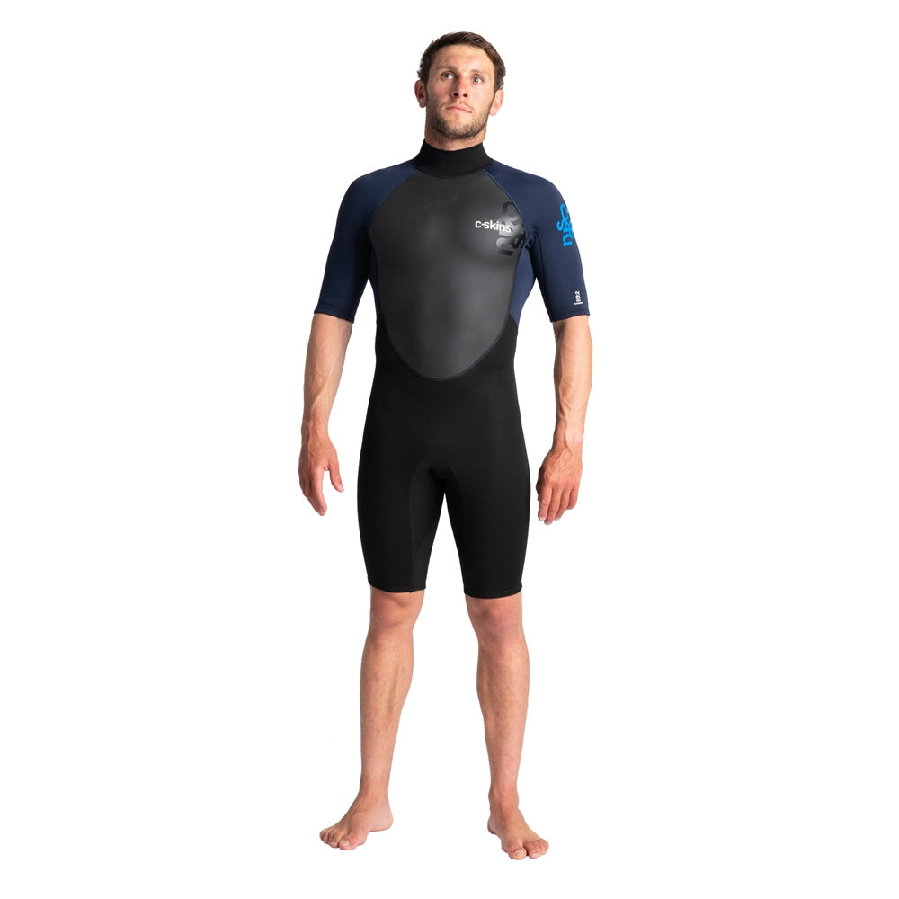 C-SKINS ELEMENT 3/2MM BACK ZIP SHORTY WETSUIT  BLACK/SLATE/CYAN