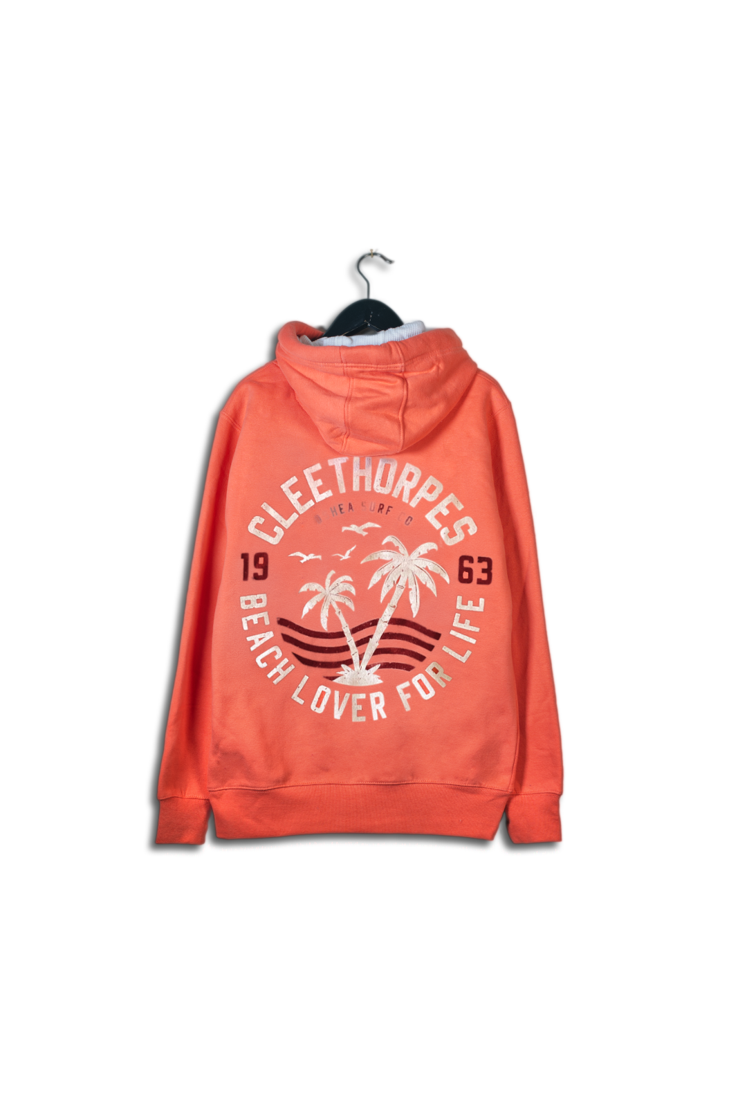 Cleethorpes Summer Coral Overhead Hoody - Beach Lover