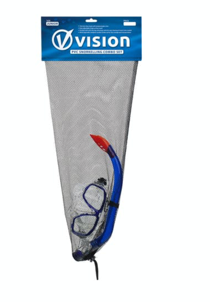 Vision Junior PVC Mask and Kids Snorkel Set - Blue