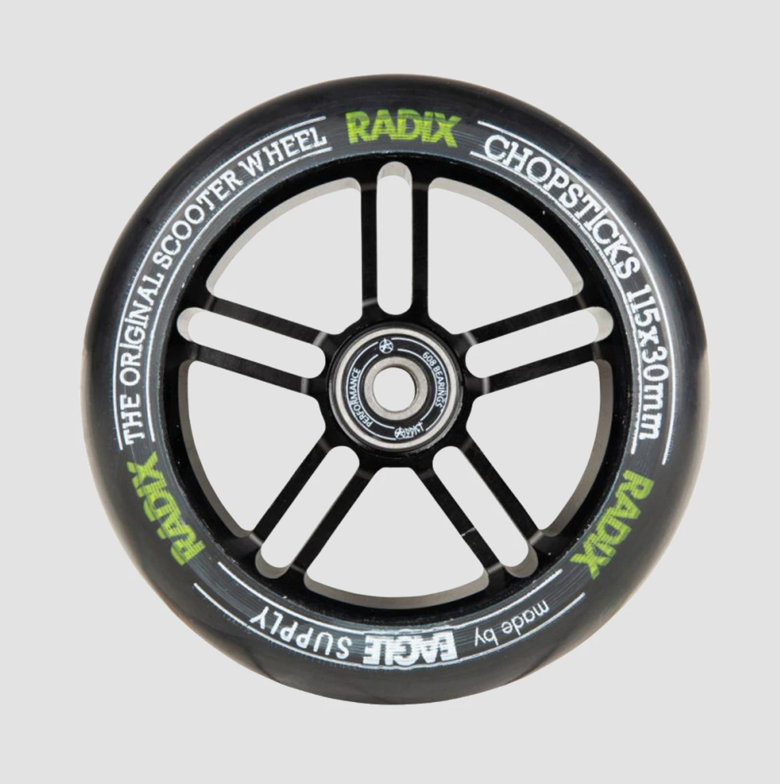 CHOPSTICKS X RADIX REVENGER SCOOTER WHEEL X1 WITH 608 BEARINGS BLACK/BLACK 115MM