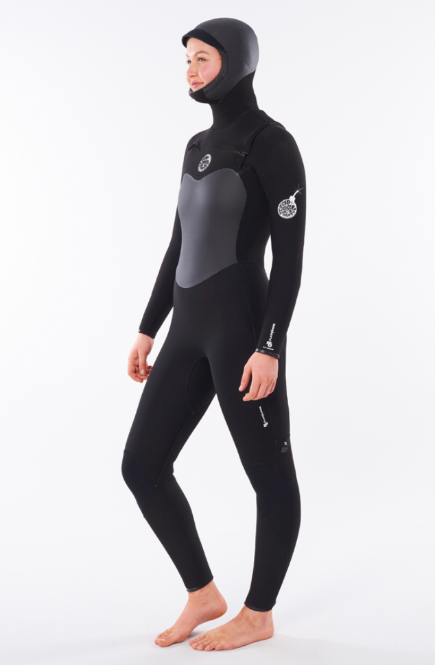 Ripcurl Ladies Flashbomb 6/4Mm Hooded Wetsuit - Black