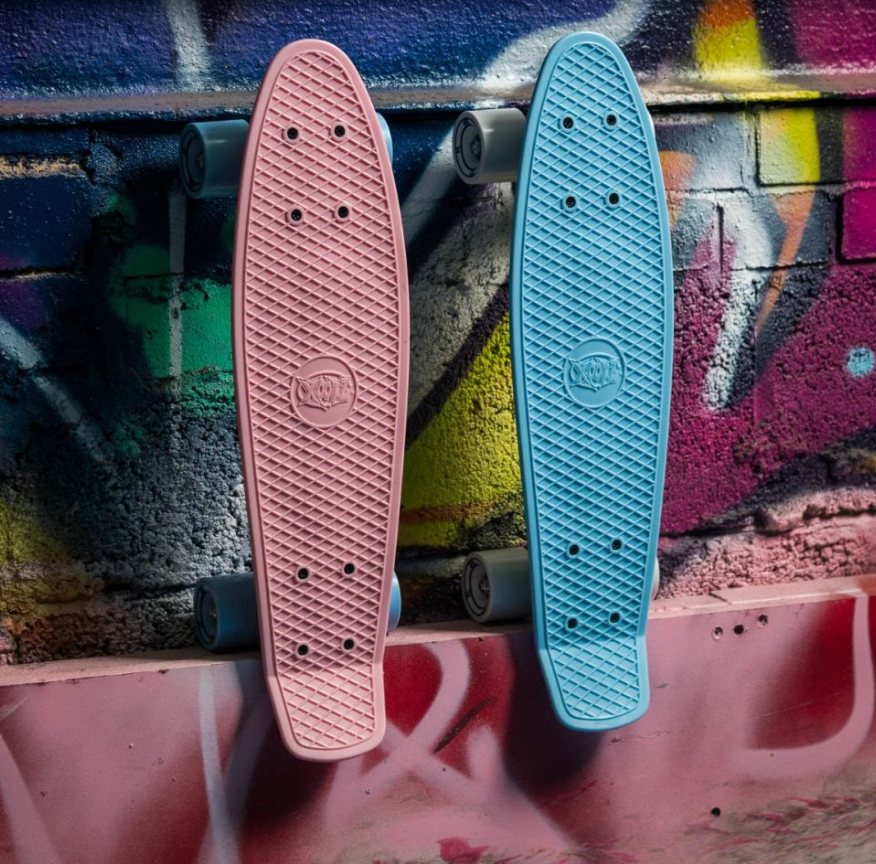 Xootz Retro Plastic Skateboard - Pastel Pink , 22 Inch
