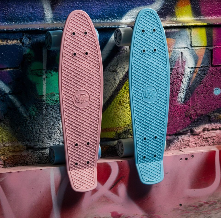 Xootz Retro Plastic Skateboard - PASTEL PINK , 22 Inch