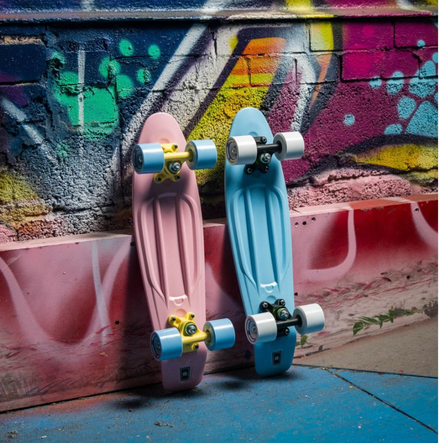 Xootz Retro Plastic Skateboard - PASTEL PINK , 22 Inch