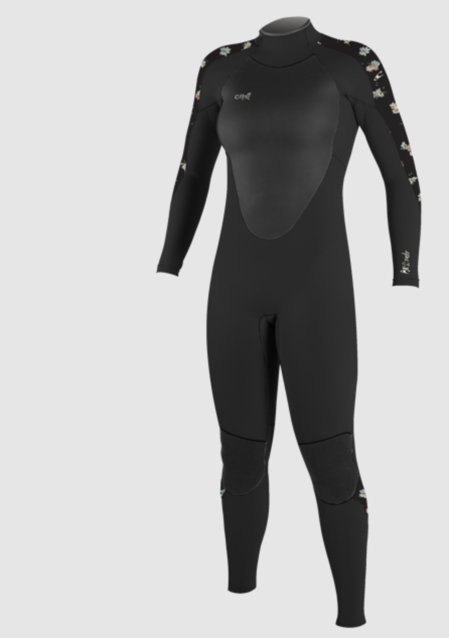 O'NEILL EPIC 4/3MM WOMENS BACK ZIP WETSUIT - BLACK/ CINDY/DAISY 4214==SALE==
