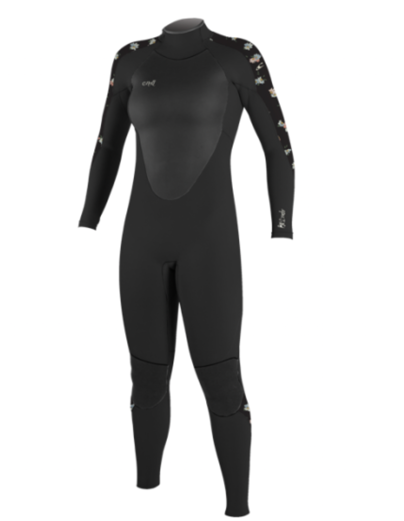 O'NEILL EPIC 5/4MM WOMENS BACK ZIP WETSUIT - BLACK/ CINDYDAISY 4218