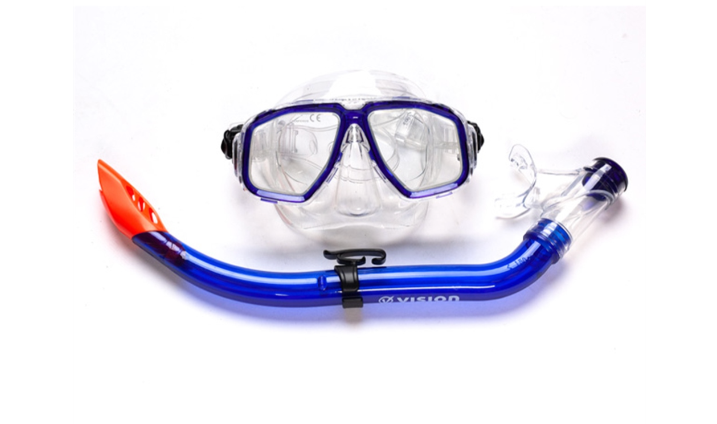 Vision Junior PVC Mask and Kids Snorkel Set - Blue