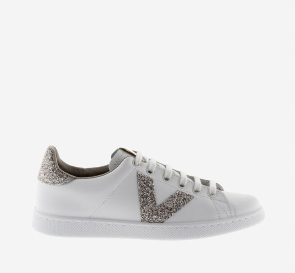 Victoria TENNIS LEATHER & GLITTER SWIRLS trainers