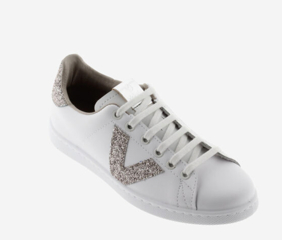 Victoria TENNIS LEATHER & GLITTER SWIRLS trainers