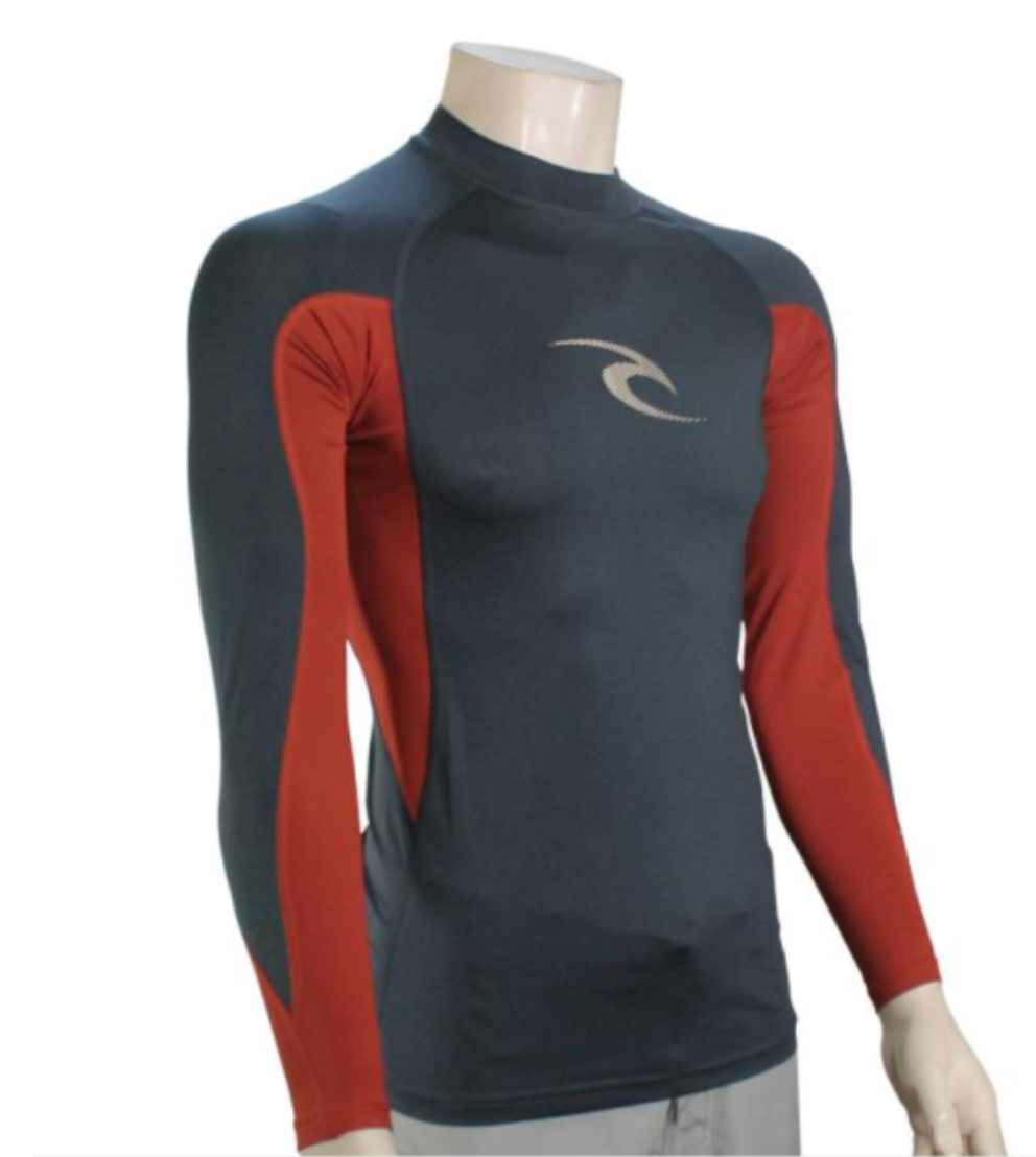 Rip Curl Waves Mens LONG Sleeve Rash Vest in Navy Marle