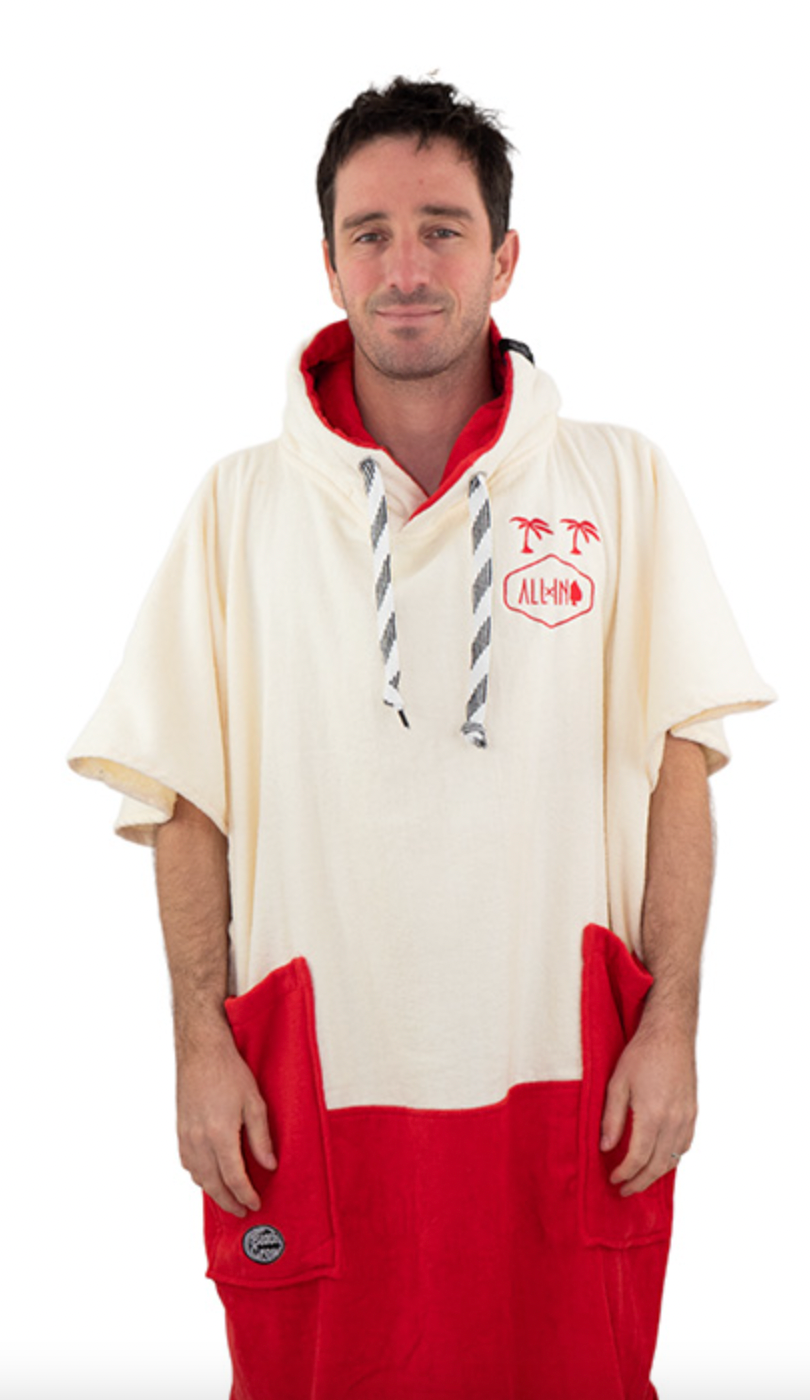 ALL IN  Beach Poncho – – Welcome Red-