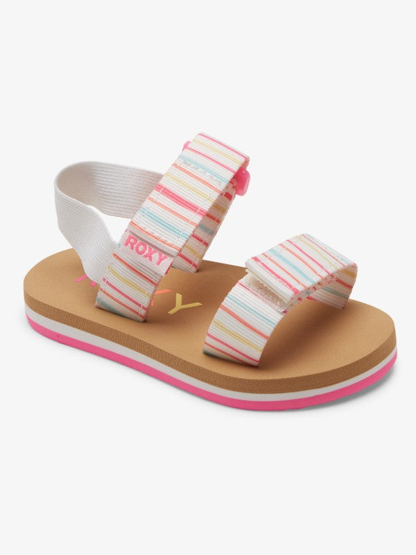 Roxy Girls Cage Sandals Toddler - White/Multi