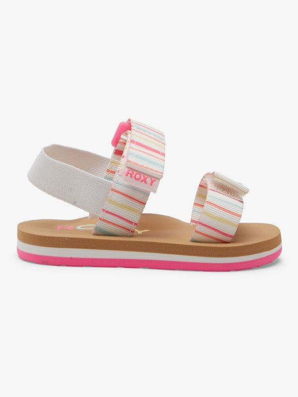 Roxy Girls Cage Sandals Toddler - White/Multi