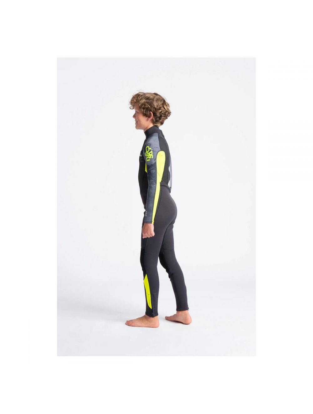 C-Skins Junior Element 3/2Mm Back Zip Wetsuit - Anthracite/Yellow/Black