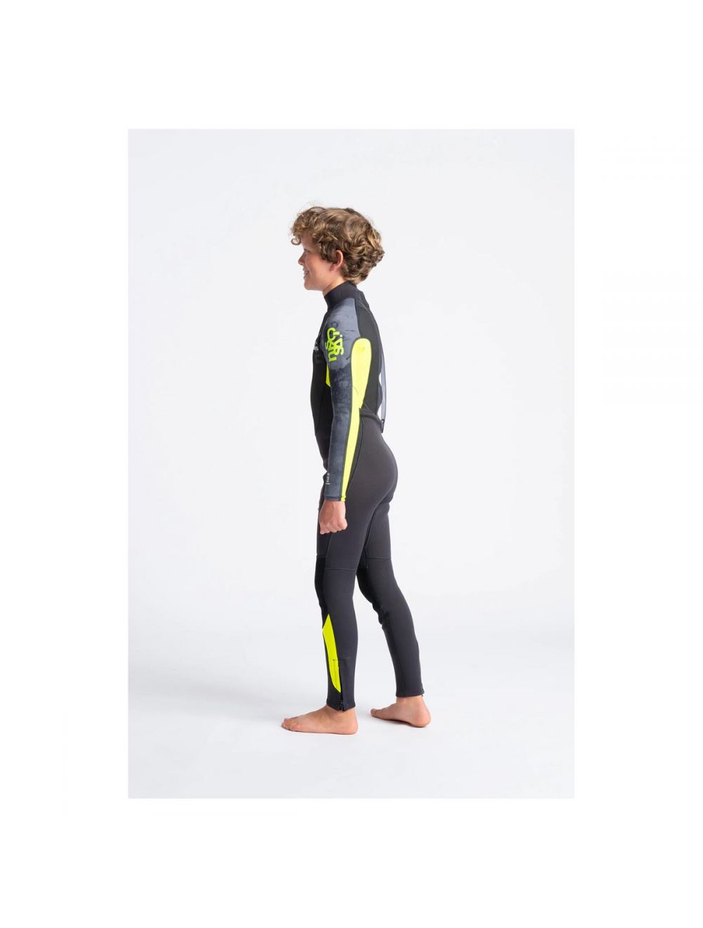 C-Skins Junior Element 3/2mm Back Zip Wetsuit - Anthracite/Yellow/Black