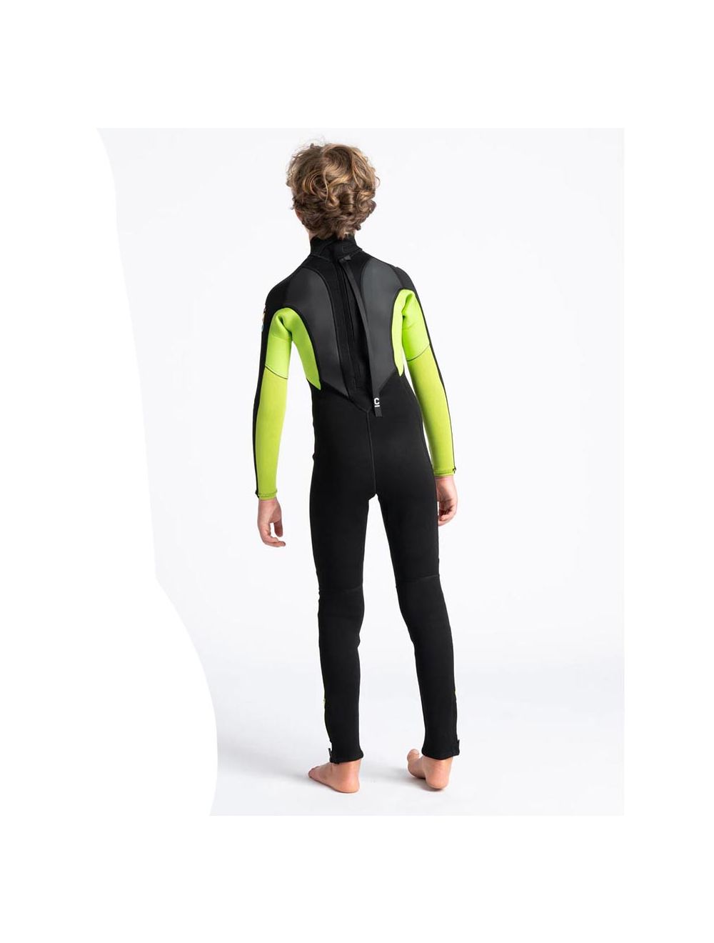 C-Skins Junior Element 3/2Mm Back Zip Wetsuit - Anthracite/Yellow/Black