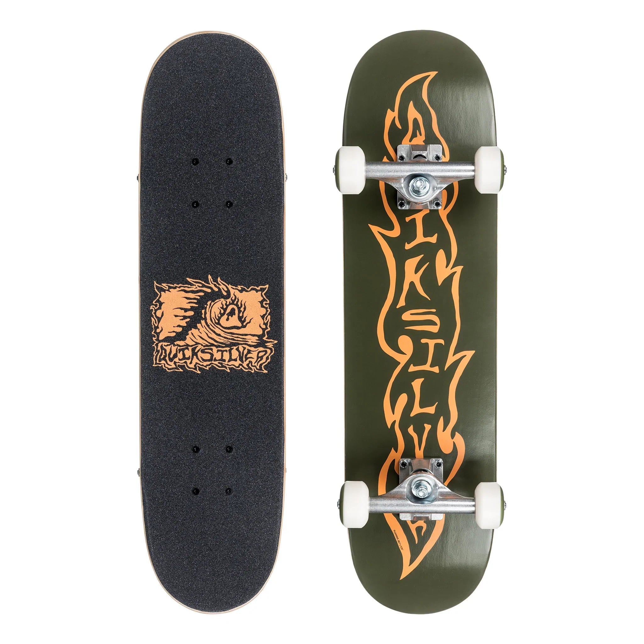 Quiksilver Flaming Skateboard - Green Camo - 8.25"