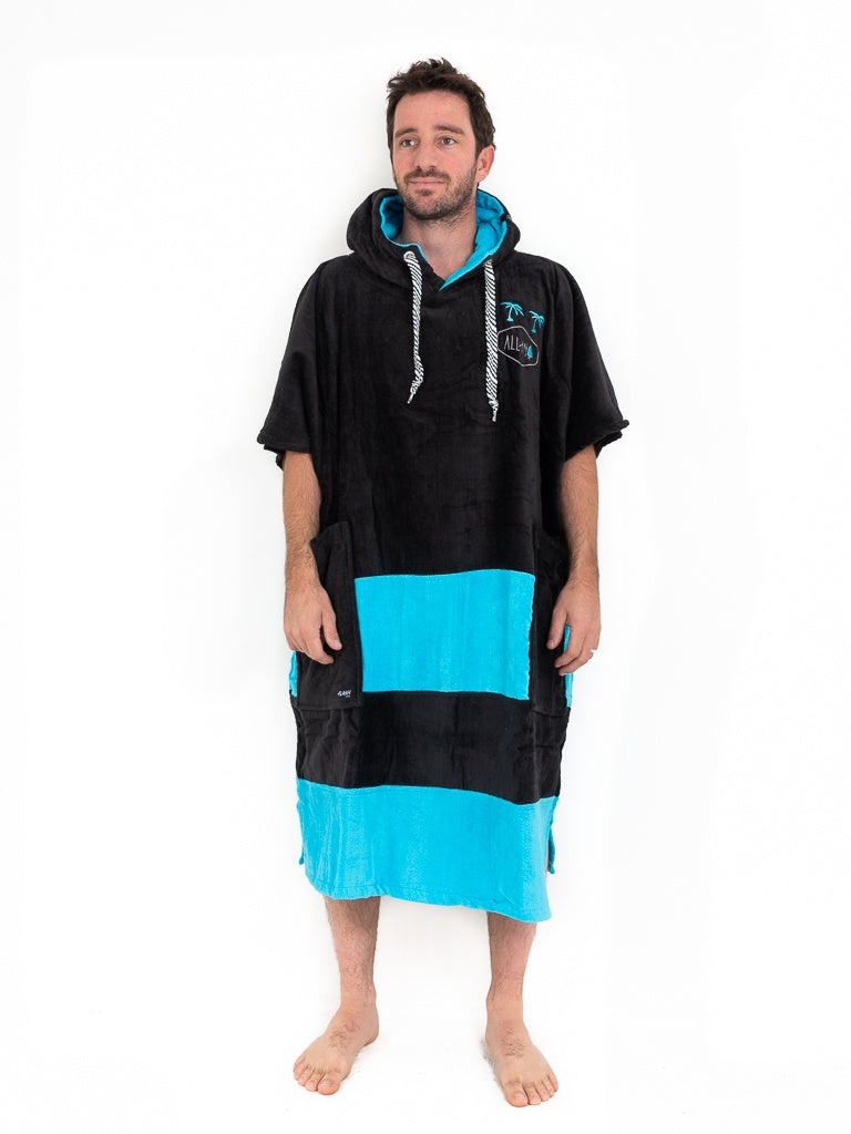 All-In Adults V Poncho Black Turquoise Surf Poncho