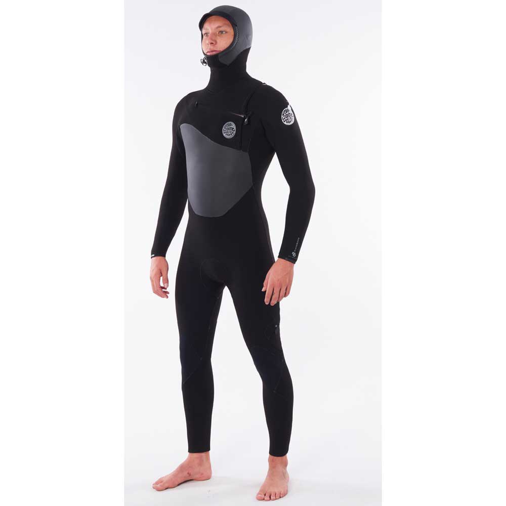Rip Curl Mens Flashbomb 5/4mm Hooded Chest Zip Wetsuit - Black===SALE===