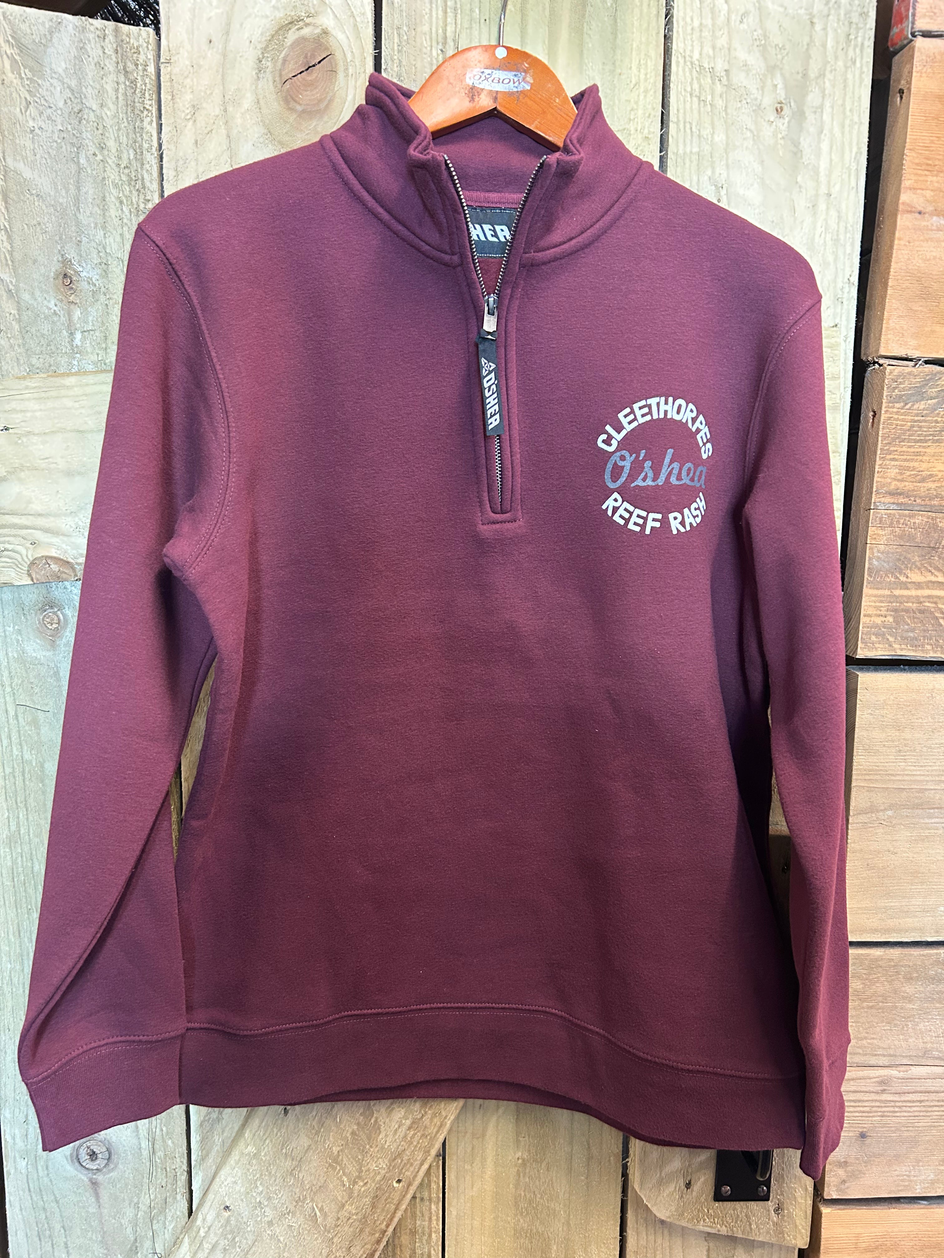 Cleethorpes wine collar zip jumper
