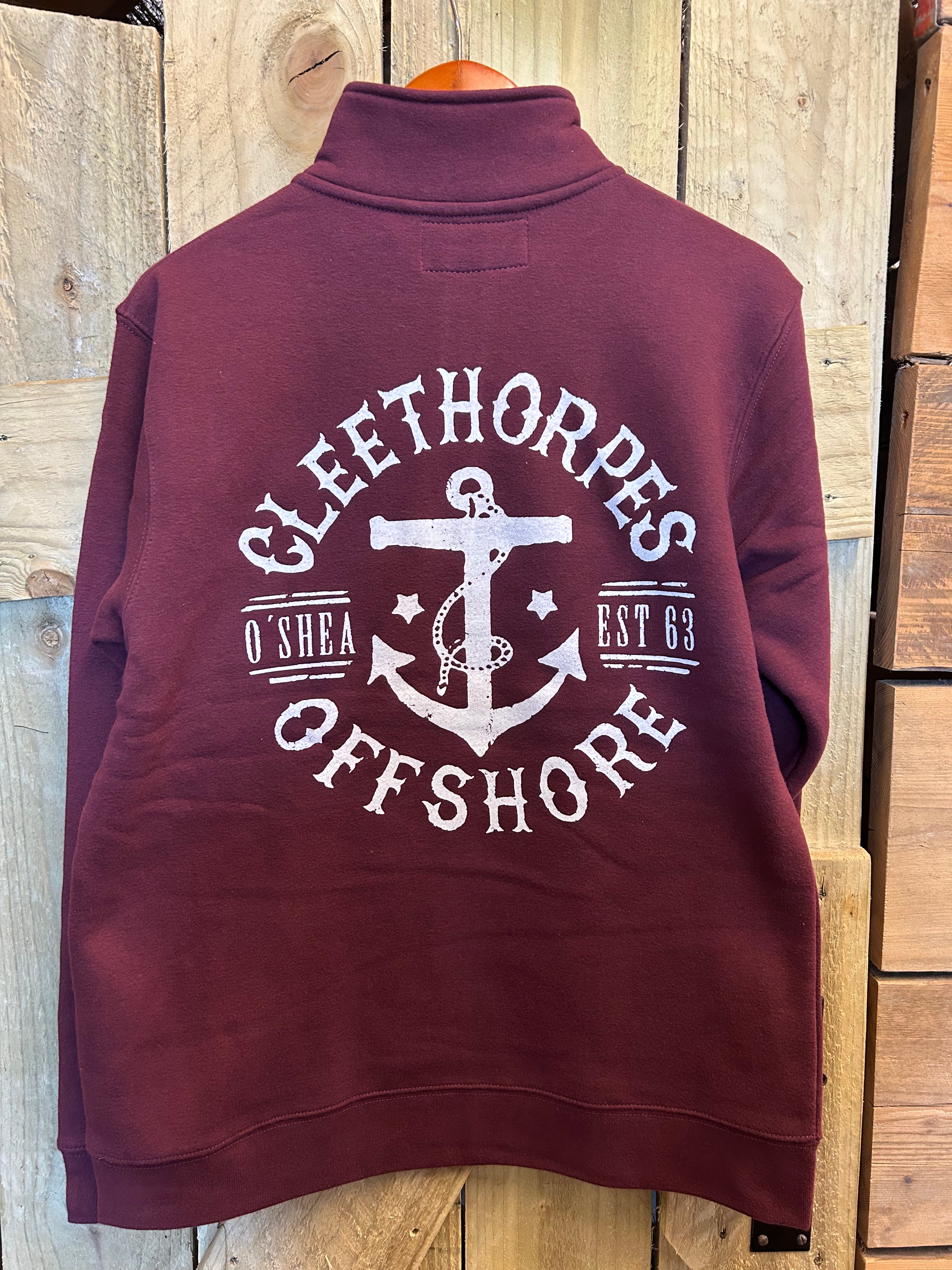 Cleethorpes wine collar zip jumper